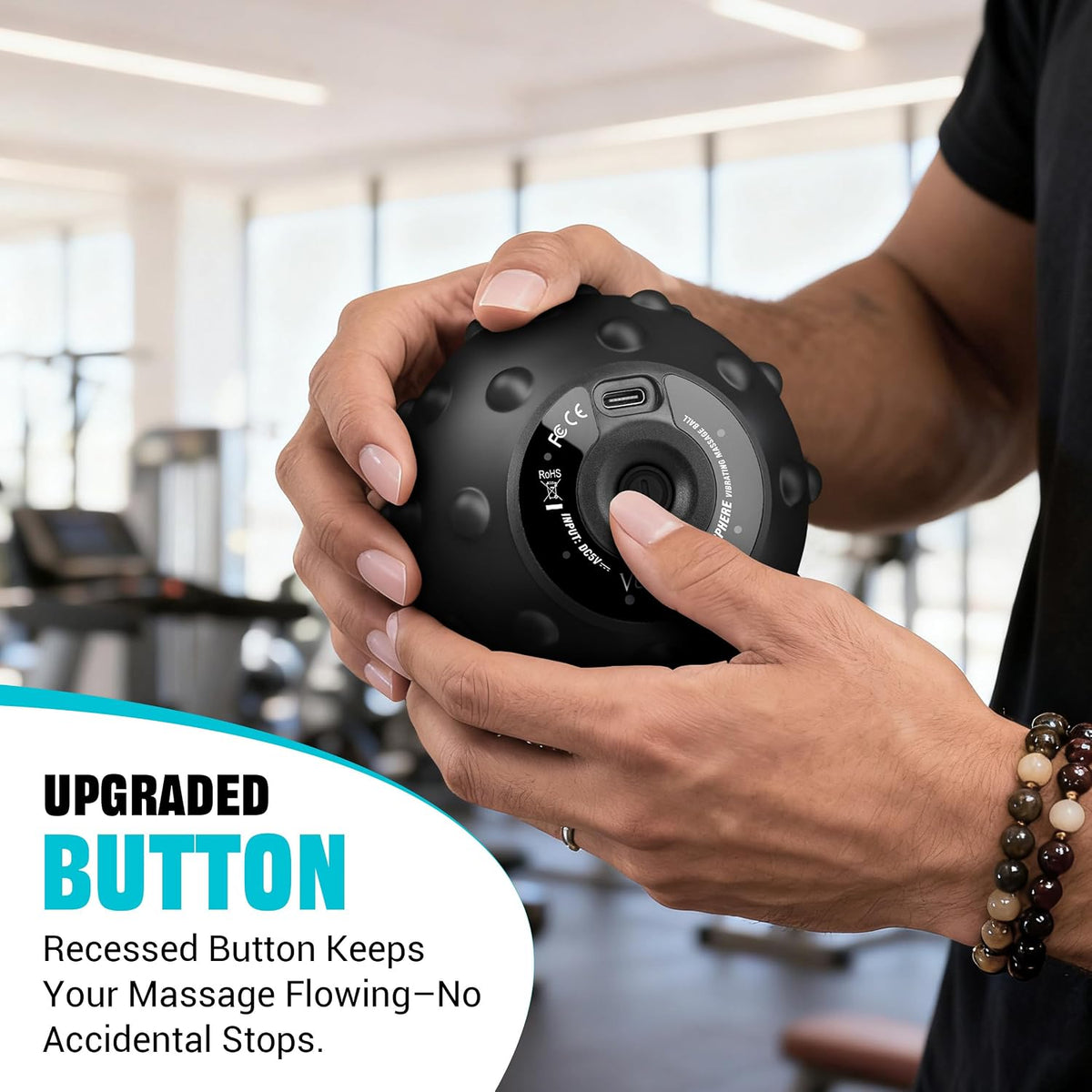 Vulken Vibrating Massage Ball with SphereStrap, Hands-Free Back Massager