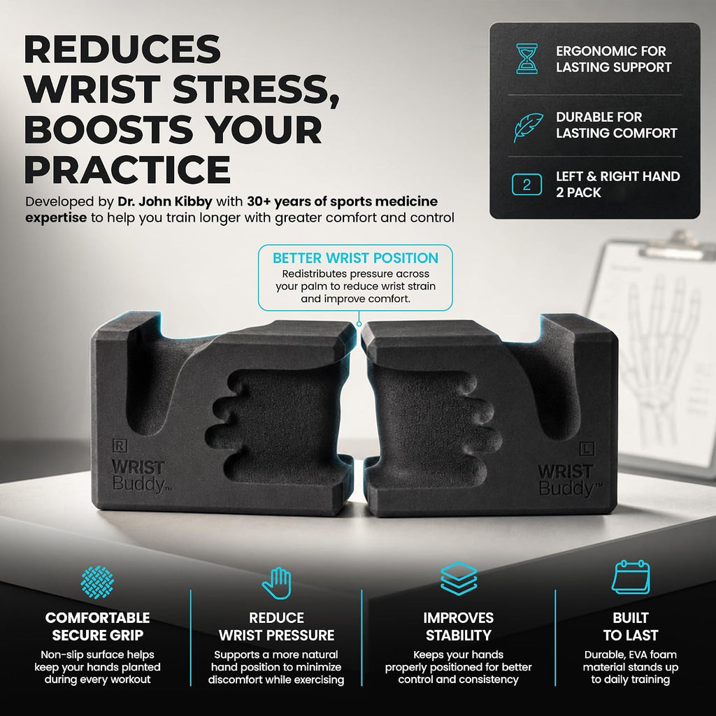 WRISTBuddy® Yoga Blocks 2 Pack, High Density Non-Slip, Hand-Shaped Design