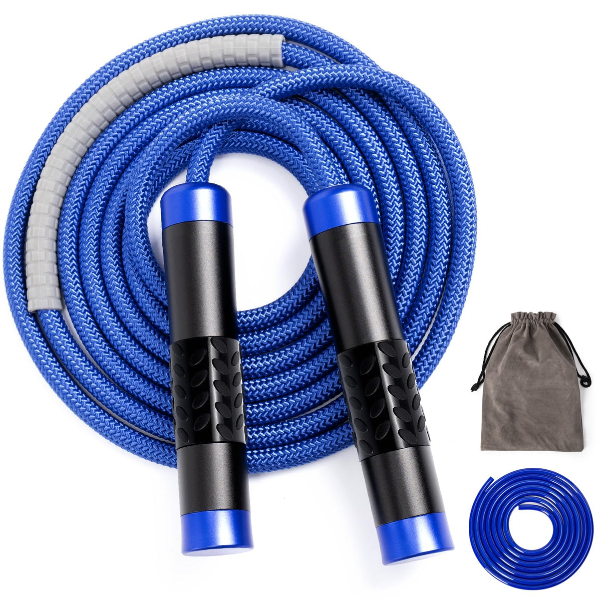 1LB Weighted Jump Ropes for fitness Women Men, Aluminum Handles for MMA, Boxing, CrossFit, Weight-loss Workouts, Tangle-Free Ball Bearing Rapid Speed Skipping Jump Rope with Adjustable 9mm Cotton & PVC Cord