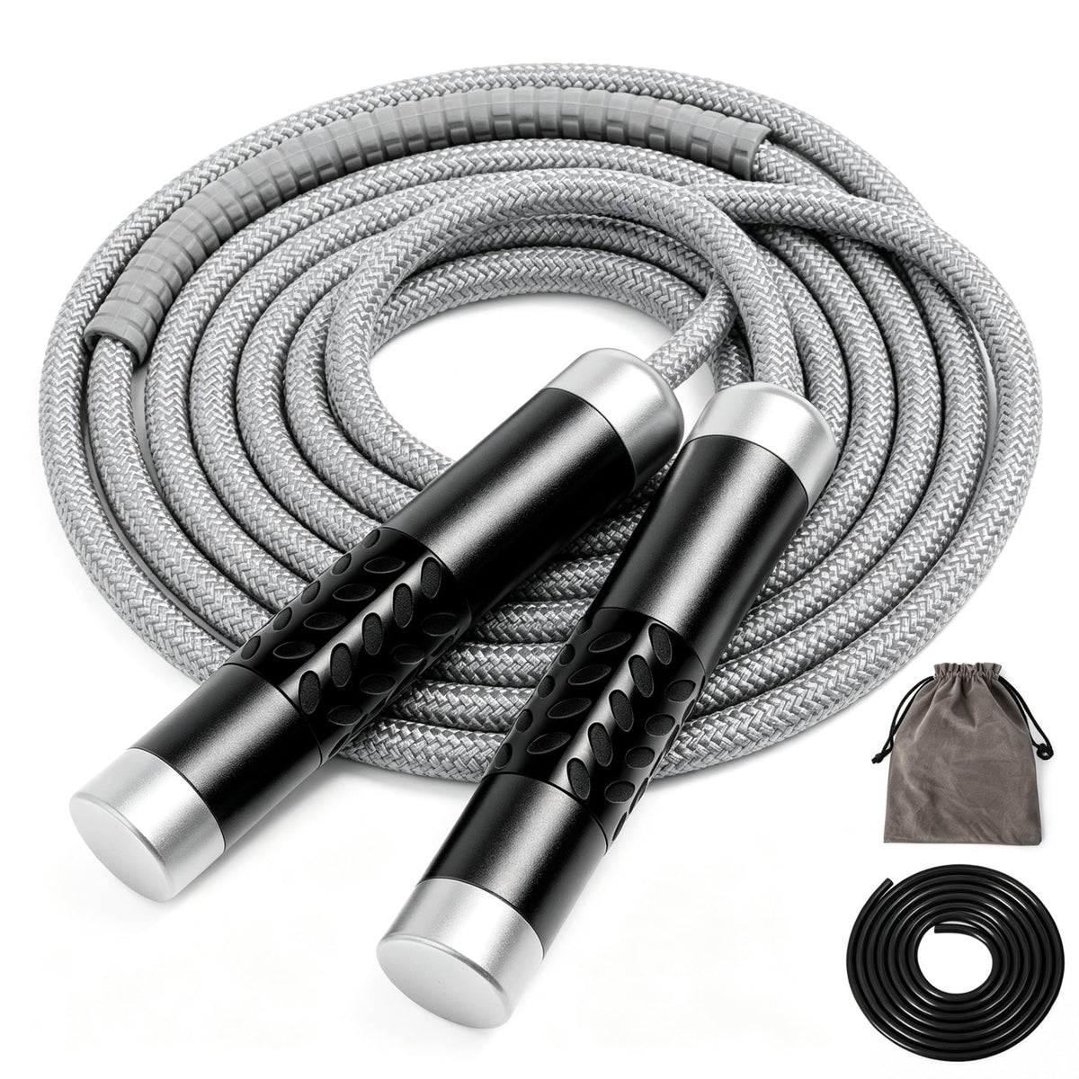 1LB Weighted Jump Ropes for fitness Women Men, Aluminum Handles for MMA, Boxing, CrossFit, Weight-loss Workouts, Tangle-Free Ball Bearing Rapid Speed Skipping Jump Rope with Adjustable 9mm Cotton & PVC Cord