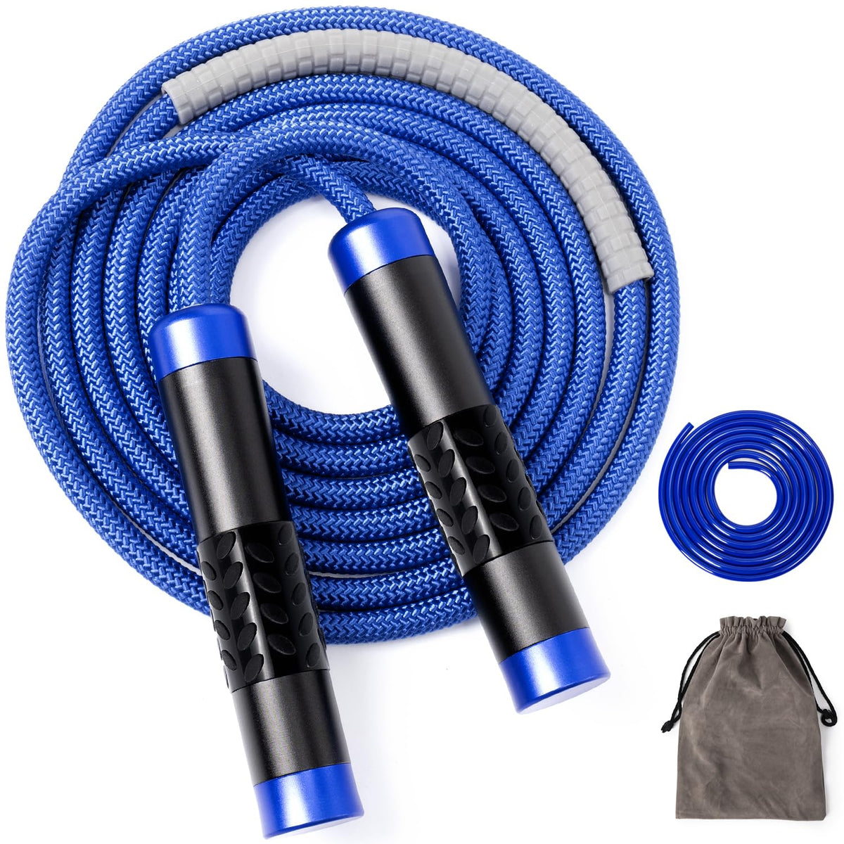 Mangodan 1LB Weighted Jump Ropes for fitness Women Men, Tangle-Free Ball Bearing Rapid Speed Skipping Jump Rope with Adjustable 9mm Cotton & PVC Cord, Aluminum Handles for MMA, Boxing, CrossFit, Weight-loss Workouts