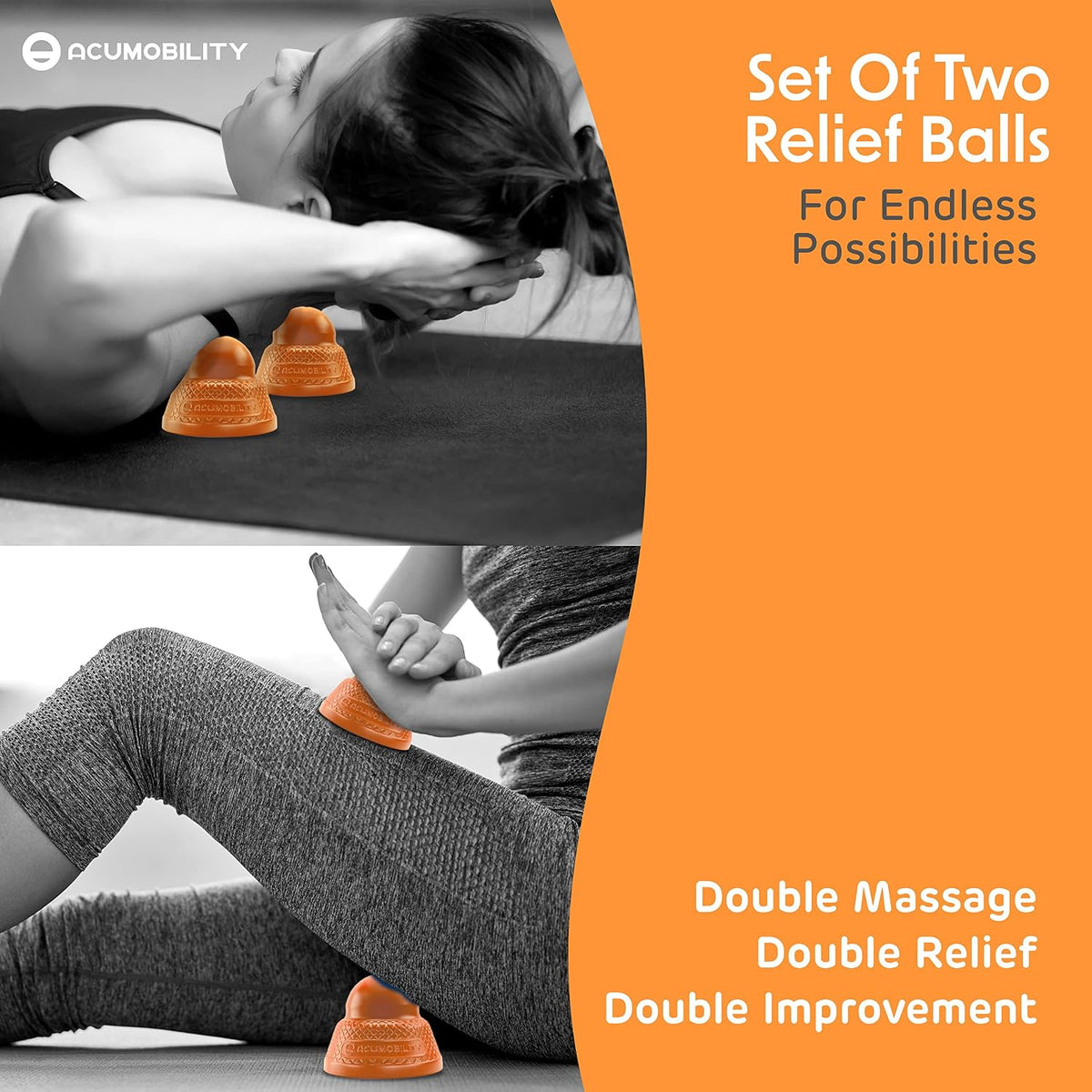 Acumobility Massage Ball Roller 2 Pack - Trigger Point - Massage Balls