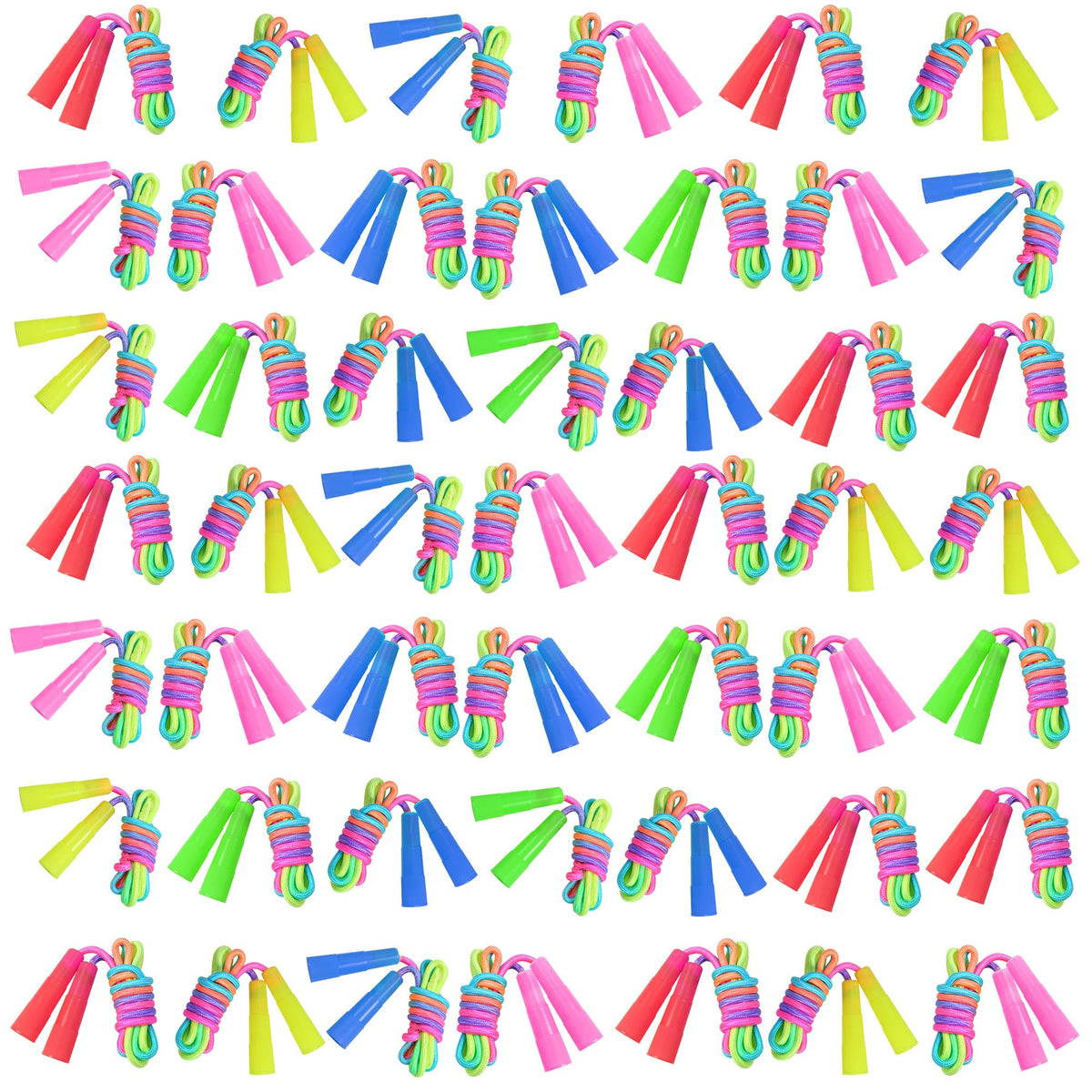 Elcoho 18 Pack Kids Rainbow Jump Rope Set Jumping Ropes Skipping Ropes for Kids Outdoor Fun, Party Favors, 7.2 Feet