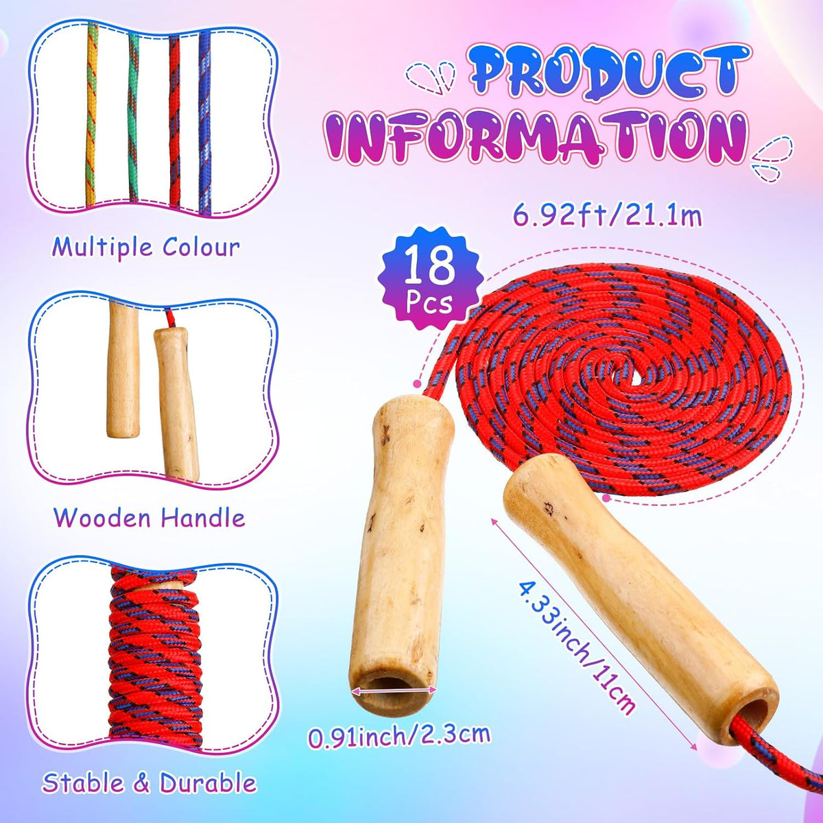 Aoriher Kids Jump Rope Adjustable Skipping Rope for Fitness Activity
