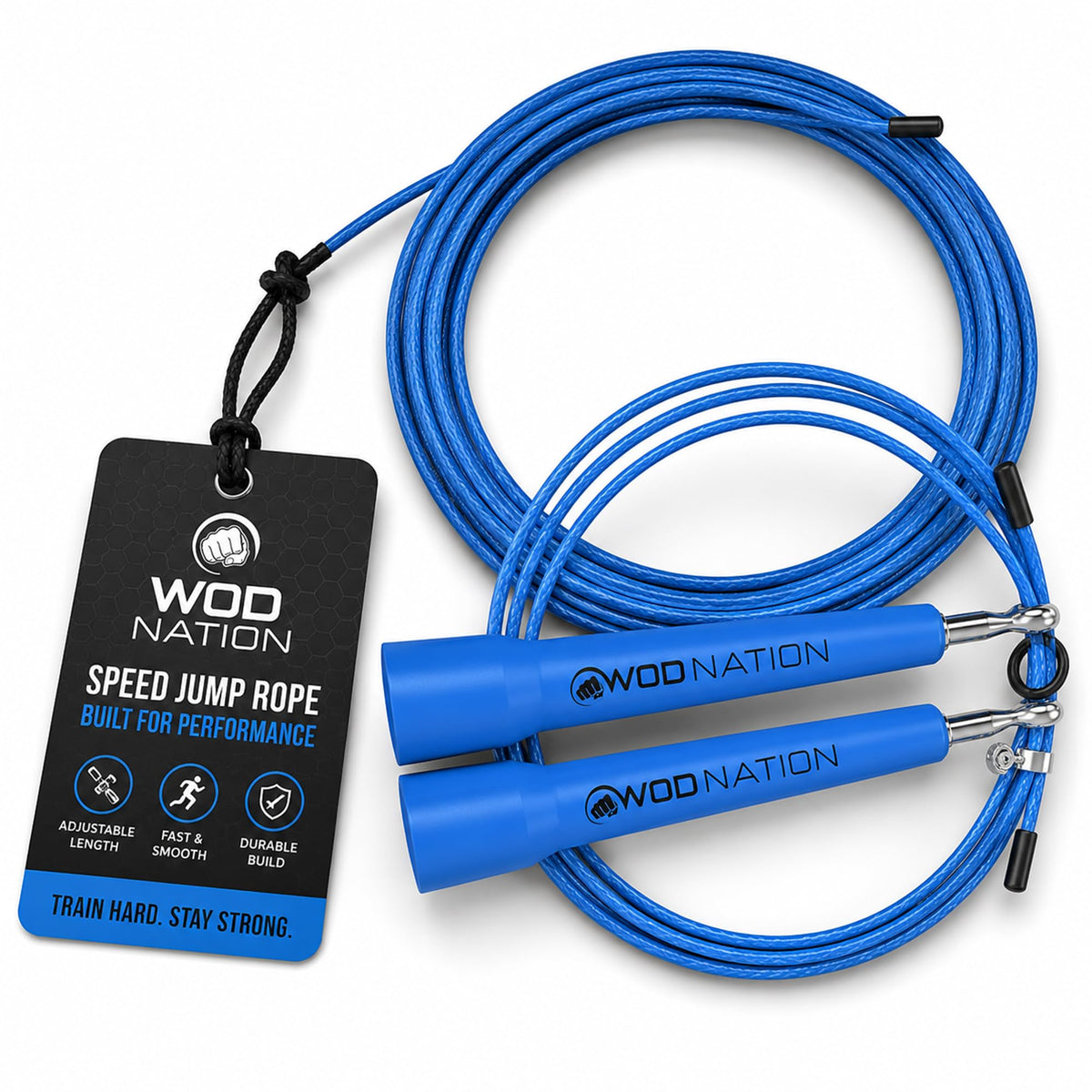 WOD Nation Adjustable Speed Jump Rope For Men, Women & Children - Blazing Fast Fitness Skipping Rope Perfect for Boxing, MMA, Endurance
