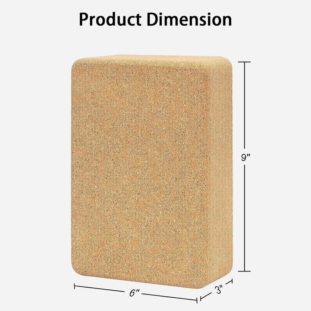 Hatha Yoga Cork Yoga Block, Natural Cork from Portuguese, Premium Brick 9"x6"x3", Eco-Friendly Yoga Accessories for Yoga, Pilates & Stretching
