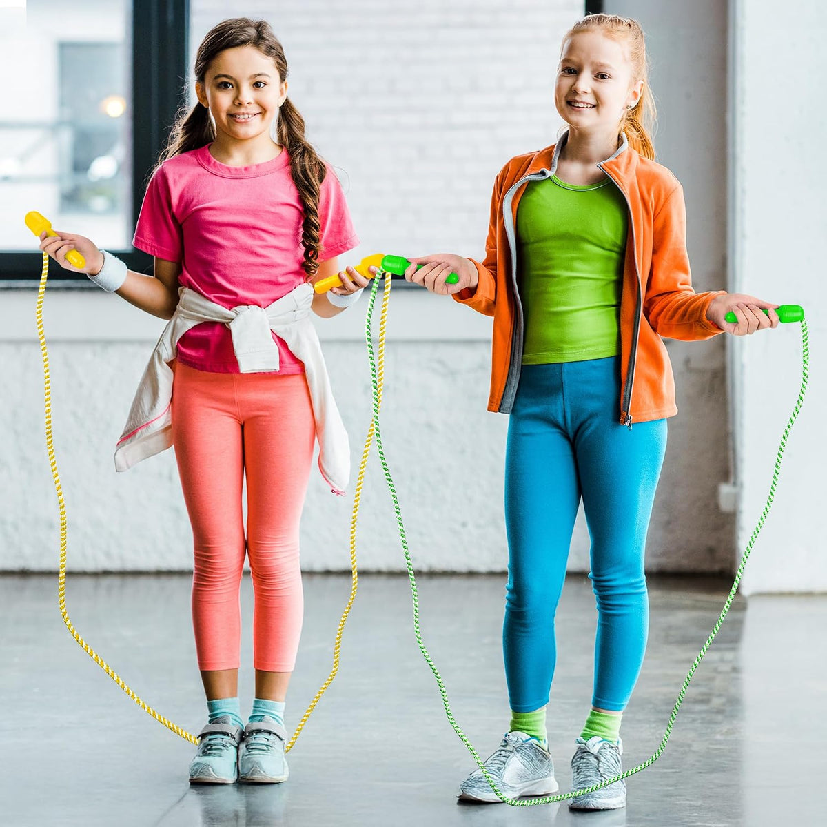 10 Pack Kids Jump Rope, Adjustable Nylon Skipping Ropes for Fitness