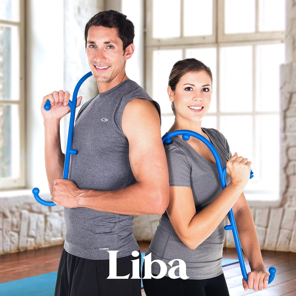 LiBa Deep Tissue Back Neck Massager Theracane for Pain Relief Blue