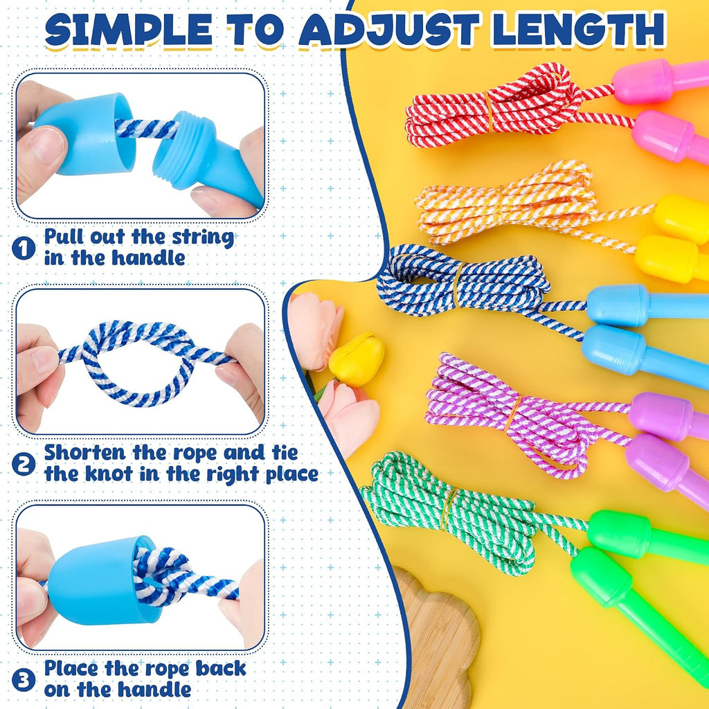 10 Pack Kids Jump Rope, Adjustable Nylon Skipping Ropes for Fitness