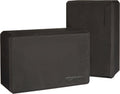Amazon Basics Non-Slip Yoga Blocks, Set of 2, Deepen Poses, 4" x 9" x 6", Black