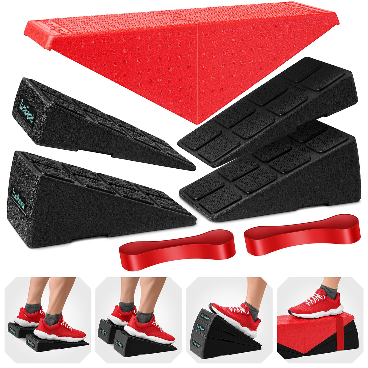 Squat Wedge Block Set of 3/5 - 960 LBS Capacity - Slant Board for Calf Stretching with 5 Stackable Angles - Calf Stretcher Slant Board - Workout Equipment - EPP Material for Exercise Equipment & Physical Therapy