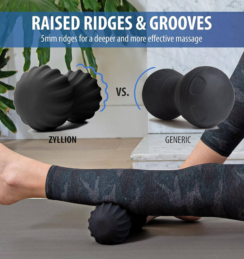 Zyllion ZMA-30 Vibrating Peanut Massage Ball Roller for Pain Relief, Black
